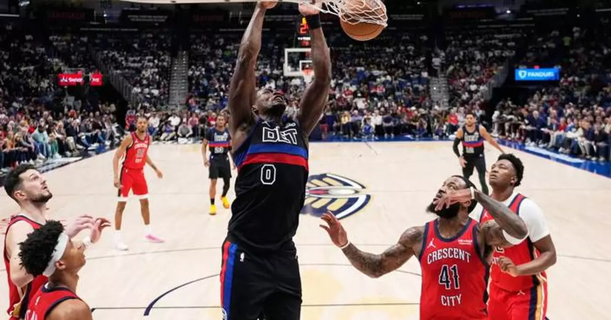 Pistons never trail while cruising to fourth straight win, 112-104 over struggling Pelicans