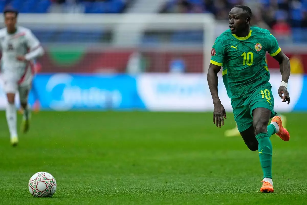 Senegal's Sadio Mane in action during the Africa Cup of Nations best of 16 soccer match between Senegal and Sudan in Tangier, Morocco, Saturday, Jan. 3, 2026. (AP Photo/Mosa'ab Elshamy)