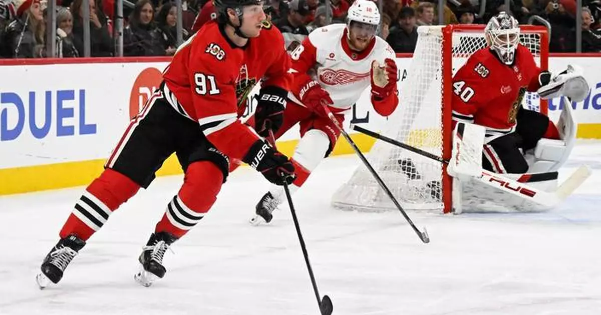 Frank Nazar practices with the Blackhawks, could return this week