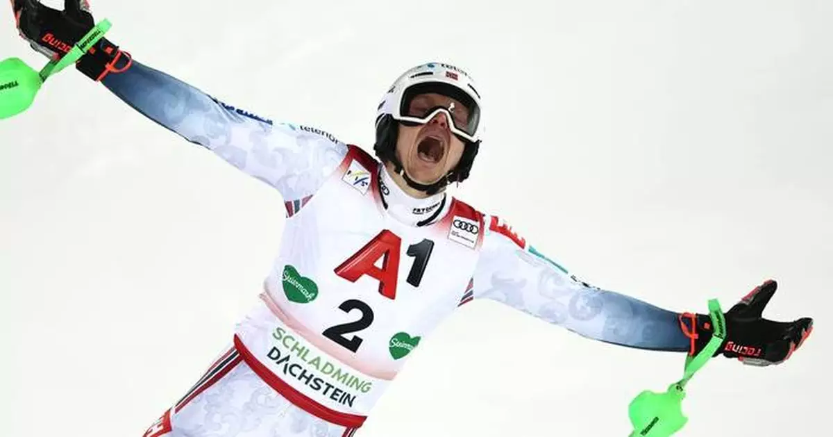 Kristoffersen beats McGrath to lead Norwegian 1-2 in last World Cup slalom before Olympics