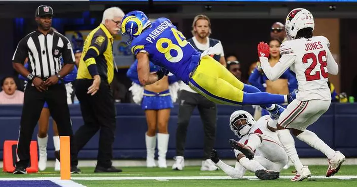 Stafford's late TD pass to Parkinson lifts the Rams past the Panthers 34-31 in tense playoff opener