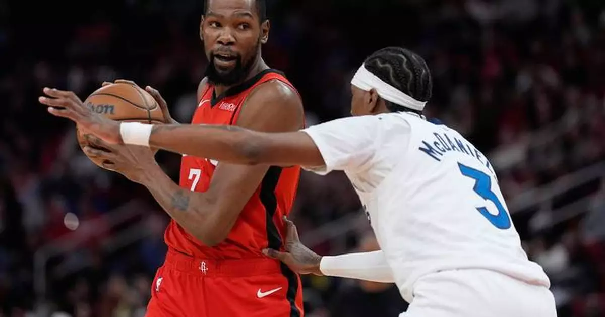 Kevin Durant's season-high 39 points and clutch free throws lift Rockets over Timberwolves