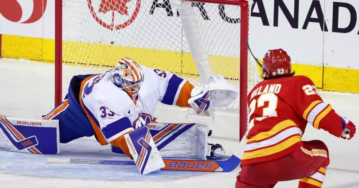 Klapka's goal and assist help power the Flames to a 4-2 win over the Islanders
