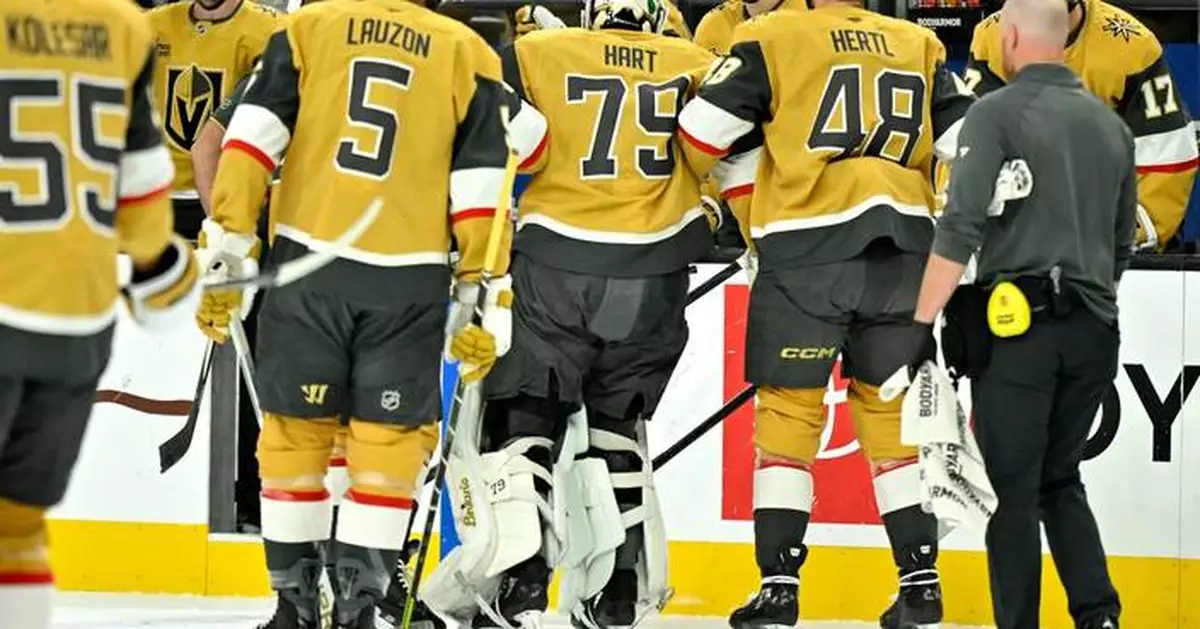 Golden Knights goalie Carter Hart is out week to week with a lower-body injury