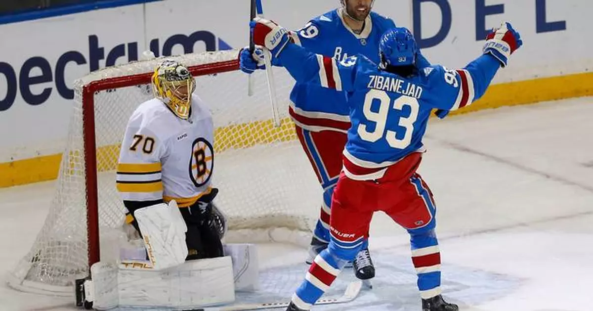 Matthew Robertson scores in OT to lift the Rangers over the Bruins 4-3