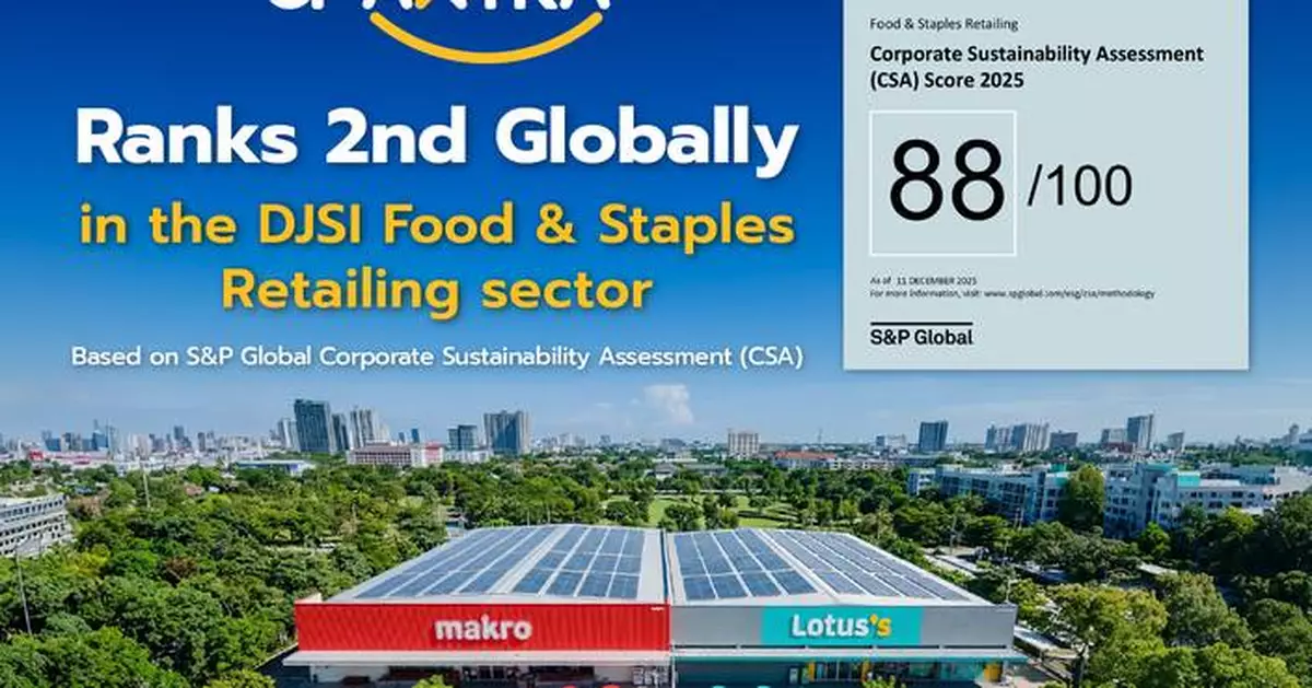 CP AXTRA Achieves 88/100 DJSI Sustainability Score Ranks 2nd Globally in the Food &amp; Staples Retailing Sector, Reinforcing Its Global Leadership in Retail and Wholesale Sustainability