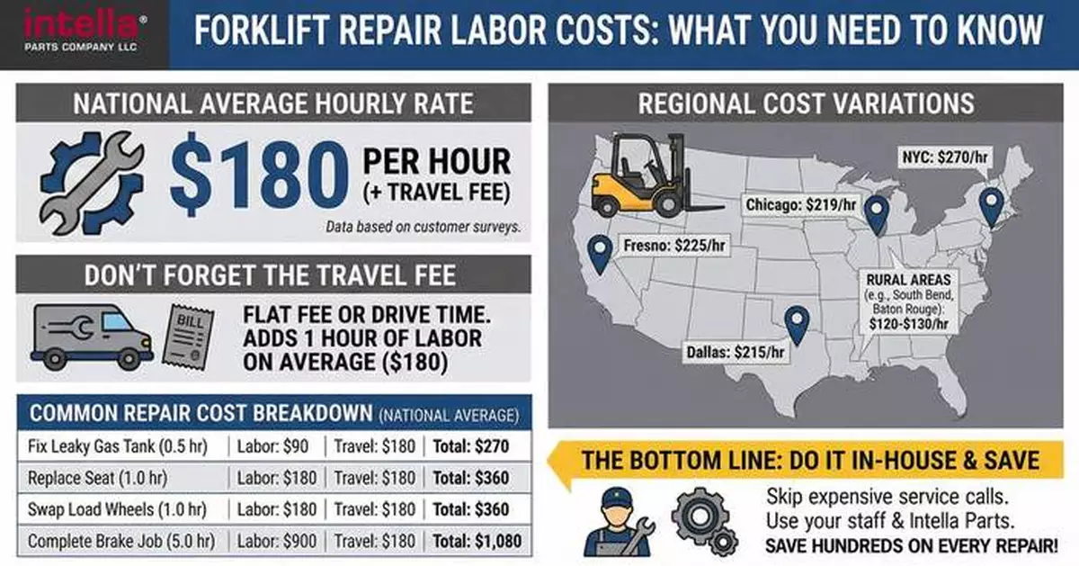 Intella Parts Releases 2026 Forklift Dealer Labor Rate Survey, Reveals National Average at $180/Hour