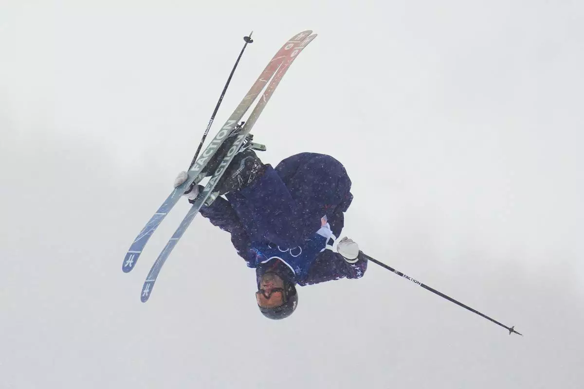 United States' Alex Hall practices during a slopestyle training session at the 2026 Winter Olympics, in Livigno, Italy, Wednesday, Feb. 4, 2026. (AP Photo/Abbie Parr)