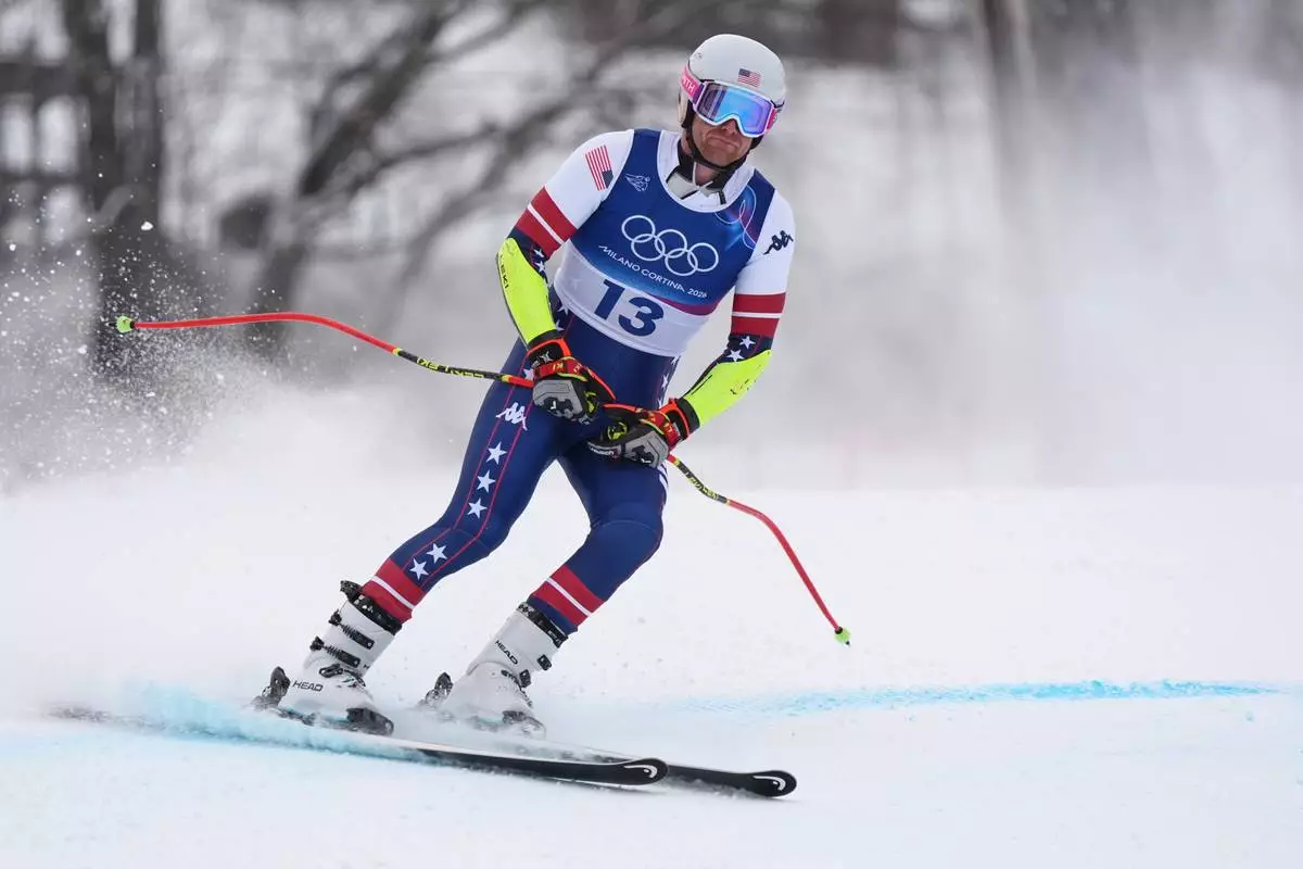 United States' Ryan Cochran Siegle at the finish area, during the alpine ski, men's downhill first official training, at the 2026 Winter Olympics, in Bormio, Italy, Wednesday, Feb. 4, 2026. (AP Photo/Pier Marco Tacca)