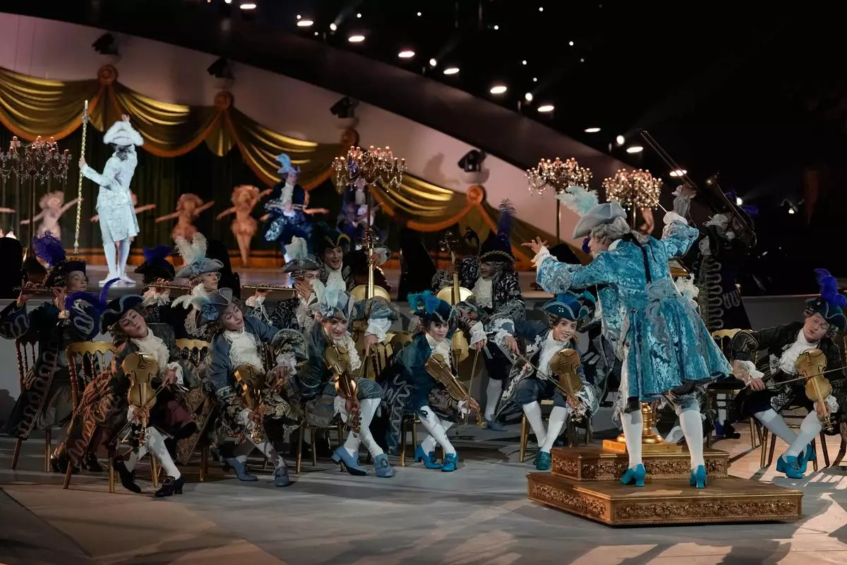 Performers participate in the closing ceremony of the 2026 Winter Olympics, in Verona, Italy, Sunday, Feb. 22, 2026. (AP Photo/Natacha Pisarenko)