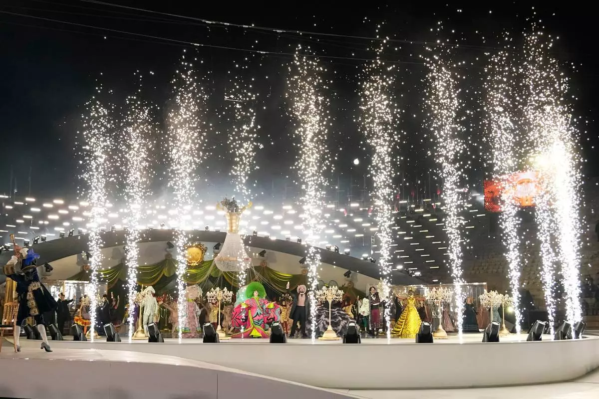 Performers participate in the closing ceremony of the 2026 Winter Olympics, in Verona, Italy, Sunday, Feb. 22, 2026. (AP Photo/Natacha Pisarenko)