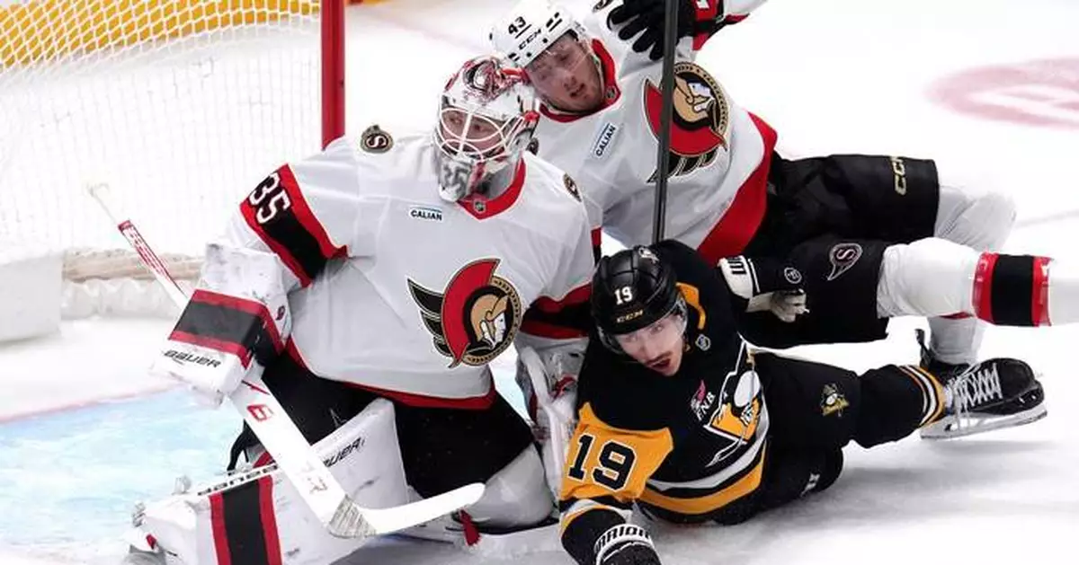 Giroux's goal with just over five minutes remaining lifts Senators past Penguins 3-2