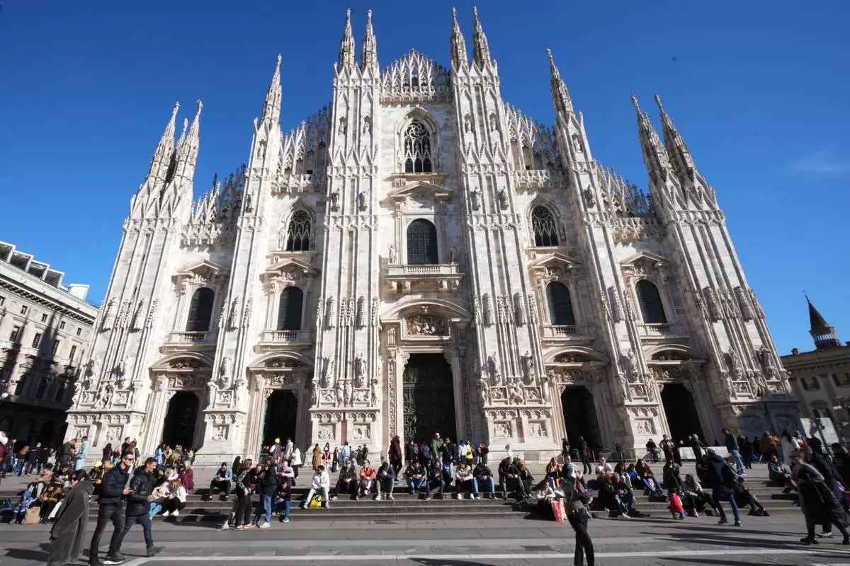 A view of Milan's Duomo cathedral at the 2026 Winter Olympics, in Milan, Italy, Sunday, Feb. 15, 2026. (AP Photo/Antonio Calanni)