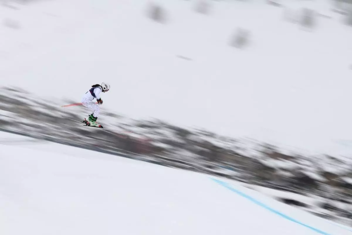 Slovakia's Nikola Fricova (29) competes during the women's ski cross qualifications at the 2026 Winter Olympics, in Livigno, Italy, Friday, Feb. 20, 2026. (AP Photo/Gabriele Facciotti)