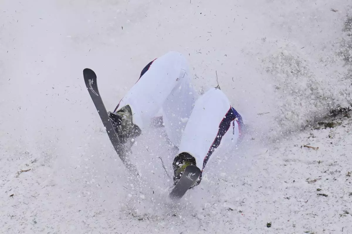 United States' Christopher Lillis competes during the men's freestyle skiing aerials finals at the 2026 Winter Olympics, in Livigno, Italy, Friday, Feb. 20, 2026. (AP Photo/Abbie Parr)
