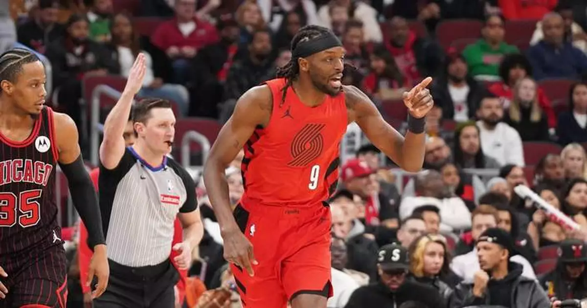 Grant’s 27 points lift Trail Blazers past Bulls 121-112 as Chicago’s skid hits 11