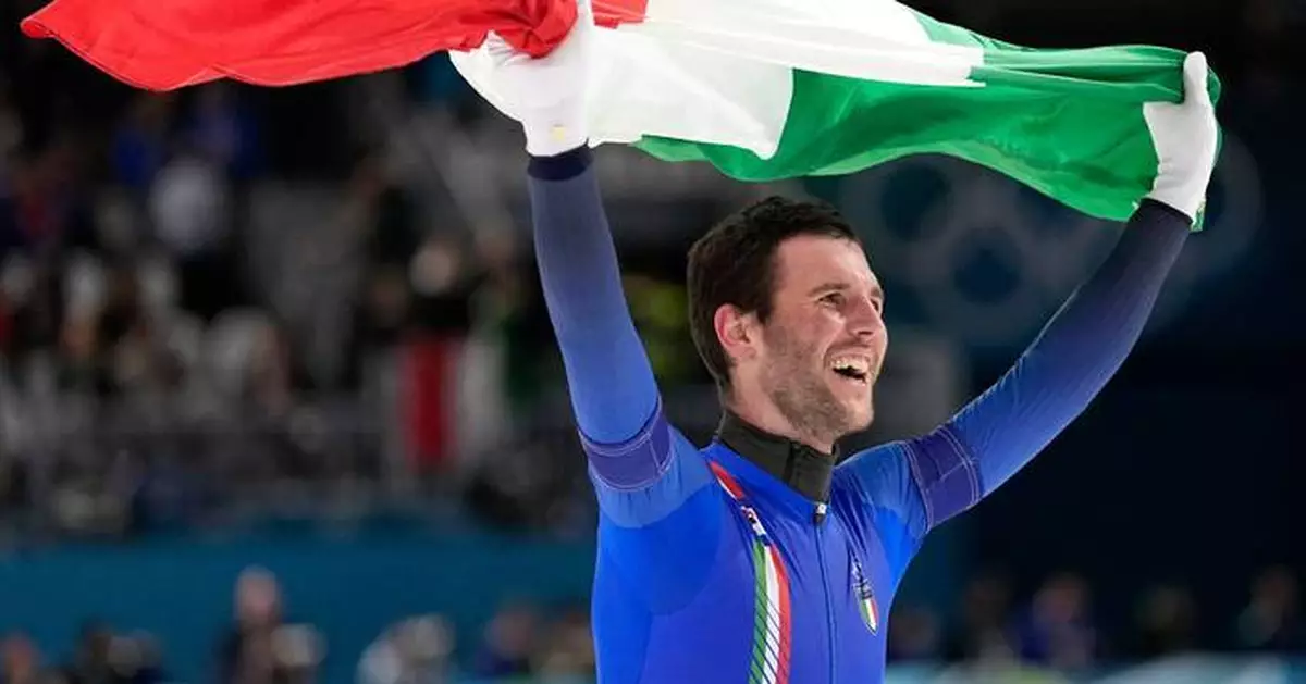 Italy pulls off a stunner in Olympic men's speedskating team pursuit, earns first gold since 2006