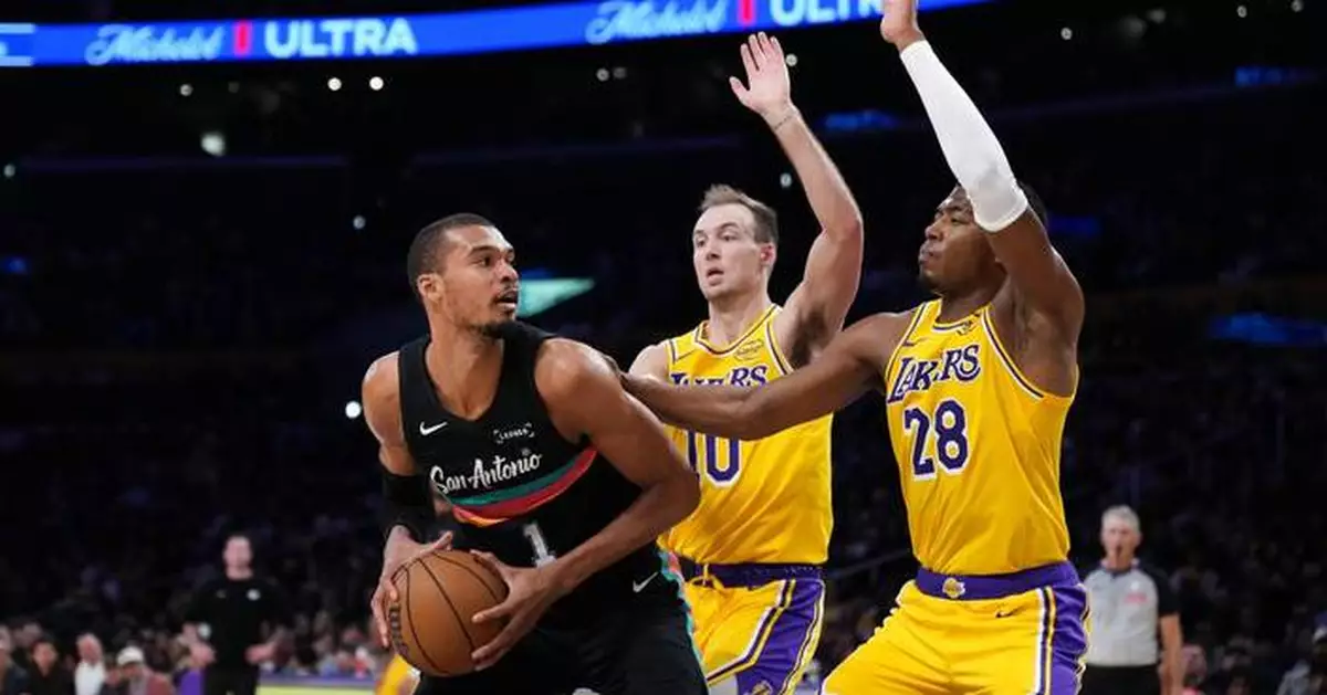 Victor Wembanyama scores 37 of 40 in 1st half, leading Spurs to 136-108 win over short-handed Lakers