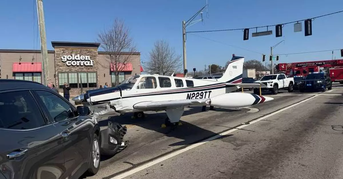 Small plane makes an emergency landing on a busy Georgia road and strikes 3 vehicles