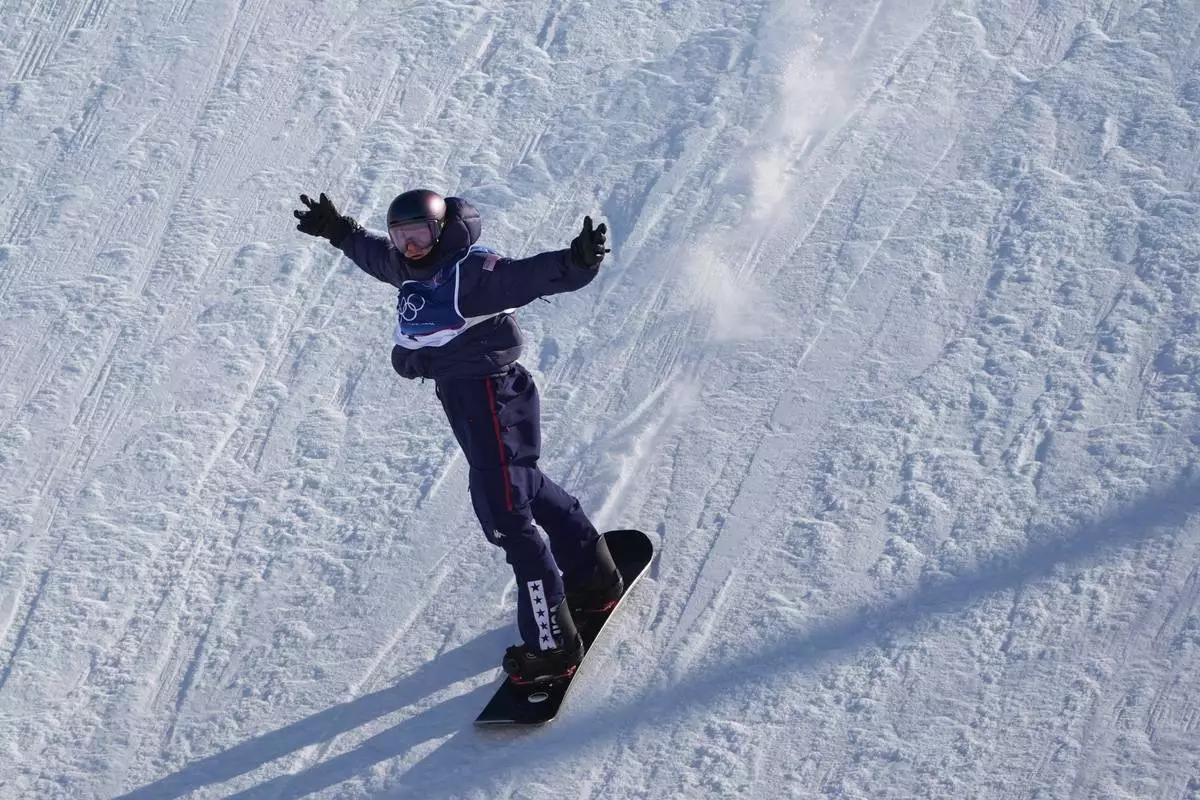 United States' Redmond Gerard reacts during the men's snowboarding slopestyle qualifications at the 2026 Winter Olympics, in Livigno, Italy, Sunday, Feb. 15, 2026. (AP Photo/Lindsey Wasson)