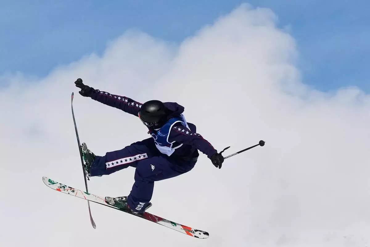 United States' Konnor Ralph practices during a freestyle skiing slopestyle training session at the 2026 Winter Olympics, in Livigno, Italy, Thursday, Feb. 5, 2026. (AP Photo/Lindsey Wasson)