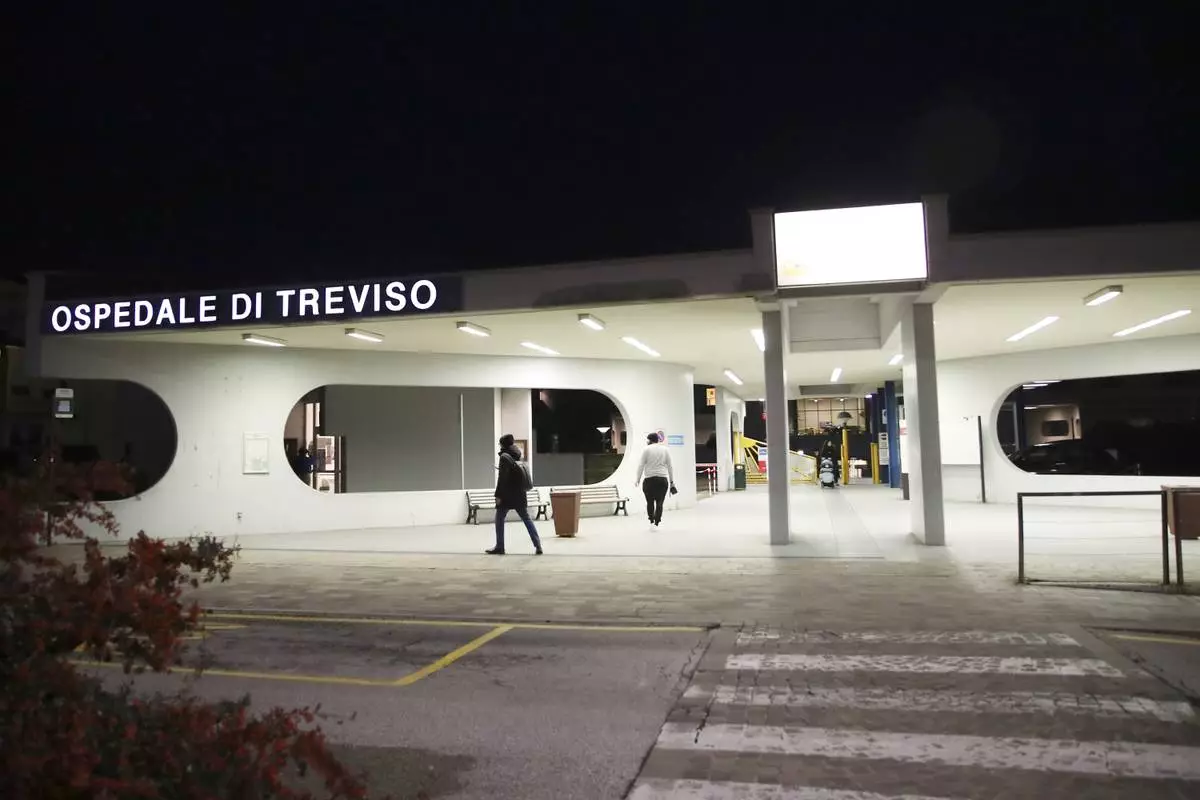 General view of Ca' Foncello Hospital in Treviso, Italy, Sunday, Feb. 8, 2026, where U.S. skier Lindsey Vonn is hospitalized with a broken leg after crashing during the women's downhill competition at the Milan-Cortina Olympics. (Paola Garbuio/LaPresse via AP)
