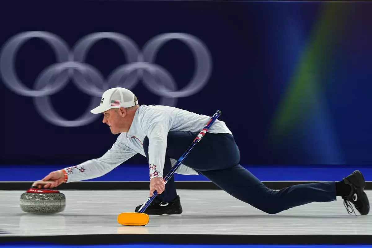 United States' Rich Ruohonen in action during a practice session, at the 2026 Winter Olympics, in Cortina d'Ampezzo, Italy, Saturday, Feb. 14, 2026. (AP Photo/Fatima Shbair)
