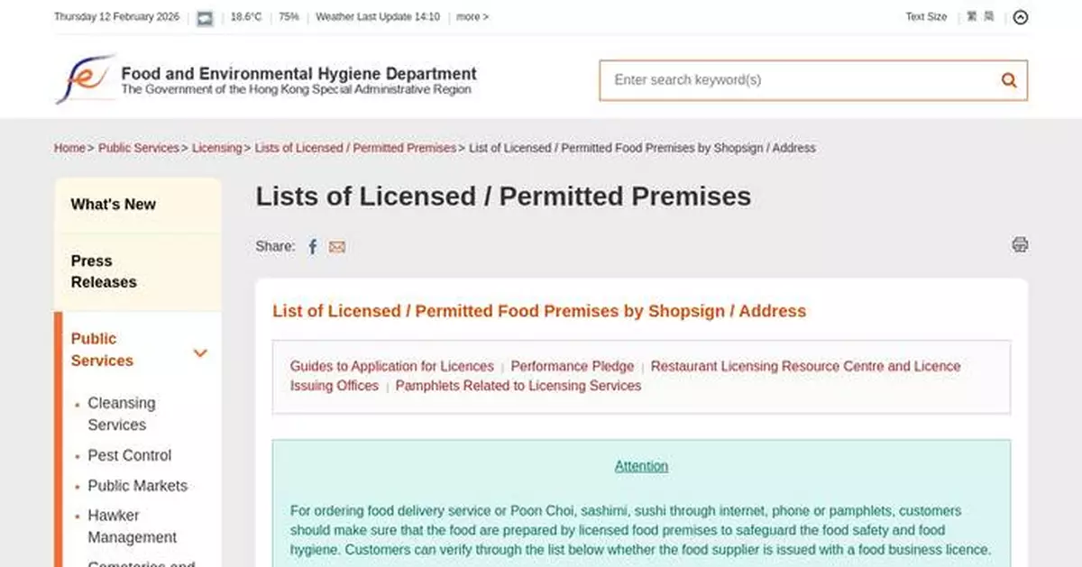 Restaurant in Fanling Suspended for 14 Days Due to Repeated Food Regulation Violations