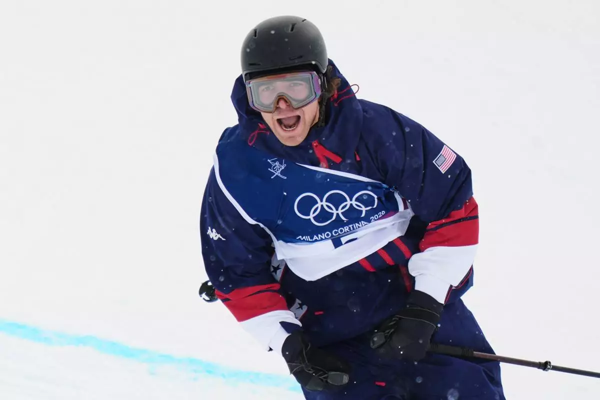 United States' Hunter Hess reacts during the men's freestyle skiing halfpipe qualifications at the 2026 Winter Olympics, in Livigno, Italy, Friday, Feb. 20, 2026. (AP Photo/Julia Demaree Nikhinson)