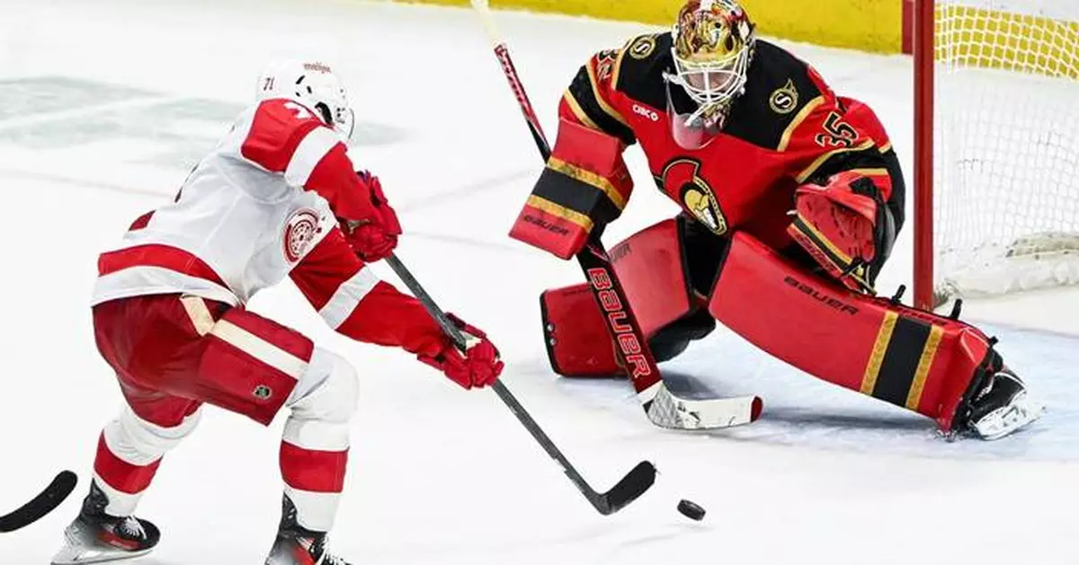 Dylan Larkin scores his 2nd goal of game in OT to lift Red Wings past Senators, 2-1