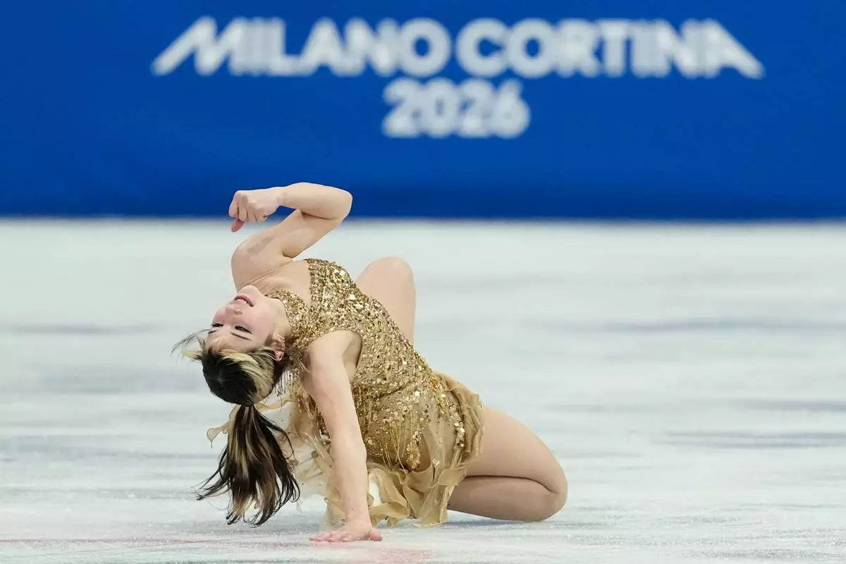Alysa Liu of the United States competes during the women's figure skating free program at the 2026 Winter Olympics, in Milan, Italy, Thursday, Feb. 19, 2026. (AP Photo/Natacha Pisarenko)