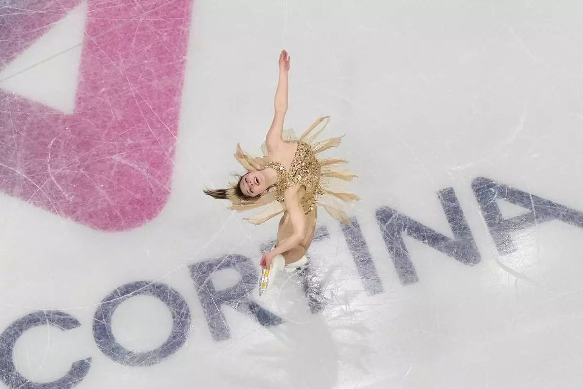 Alysa Liu of the United States competes during the women's figure skating free program at the 2026 Winter Olympics, in Milan, Italy, Thursday, Feb. 19, 2026. (AP Photo/Christophe Ena)