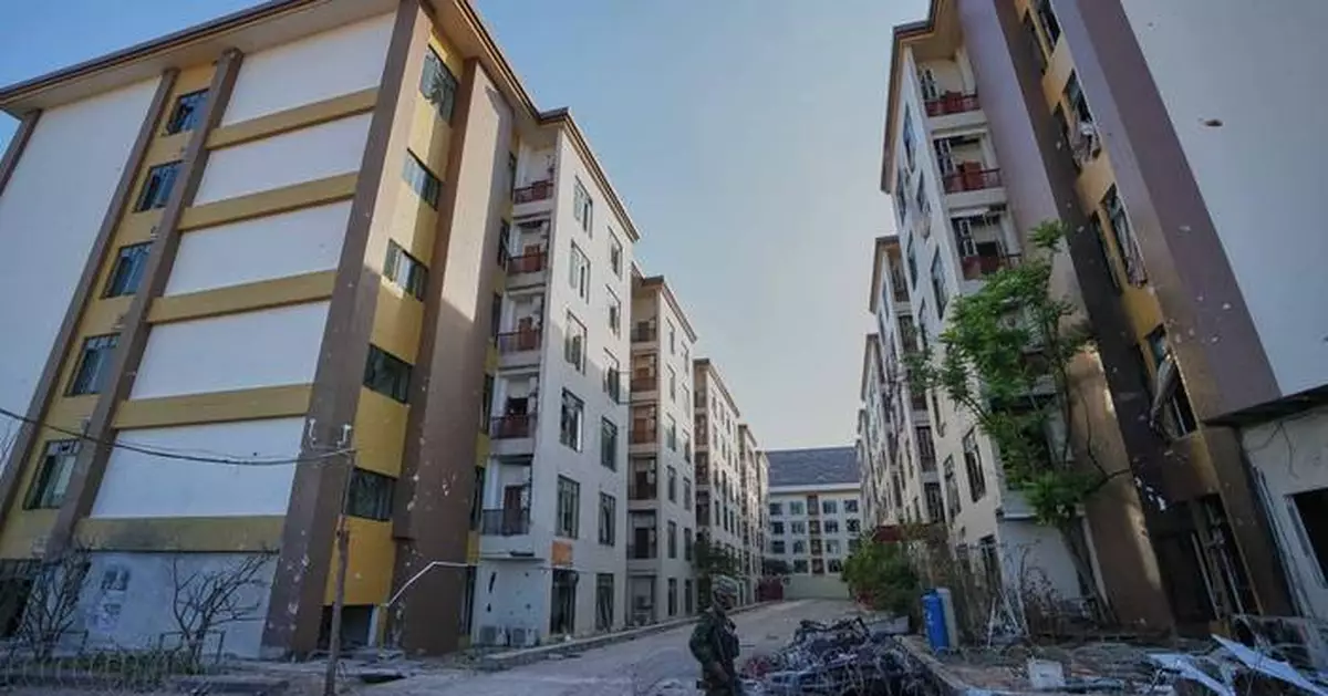 Photos show a former scam compound at the Thai-Cambodian border