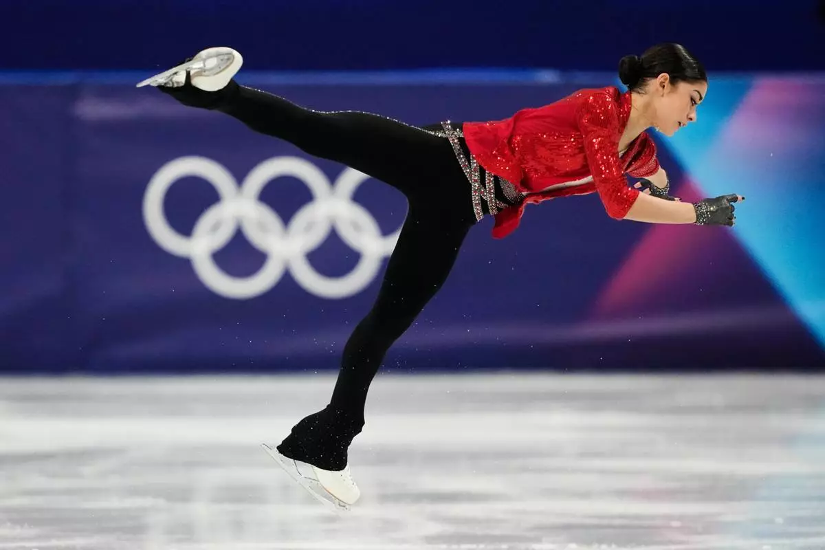 Adeliia Petrosian of Individual Neutral Athletes competes during the women's short program figure skating at the 2026 Winter Olympics, in Milan, Italy, Tuesday, Feb. 17, 2026. (AP Photo/Natacha Pisarenko)