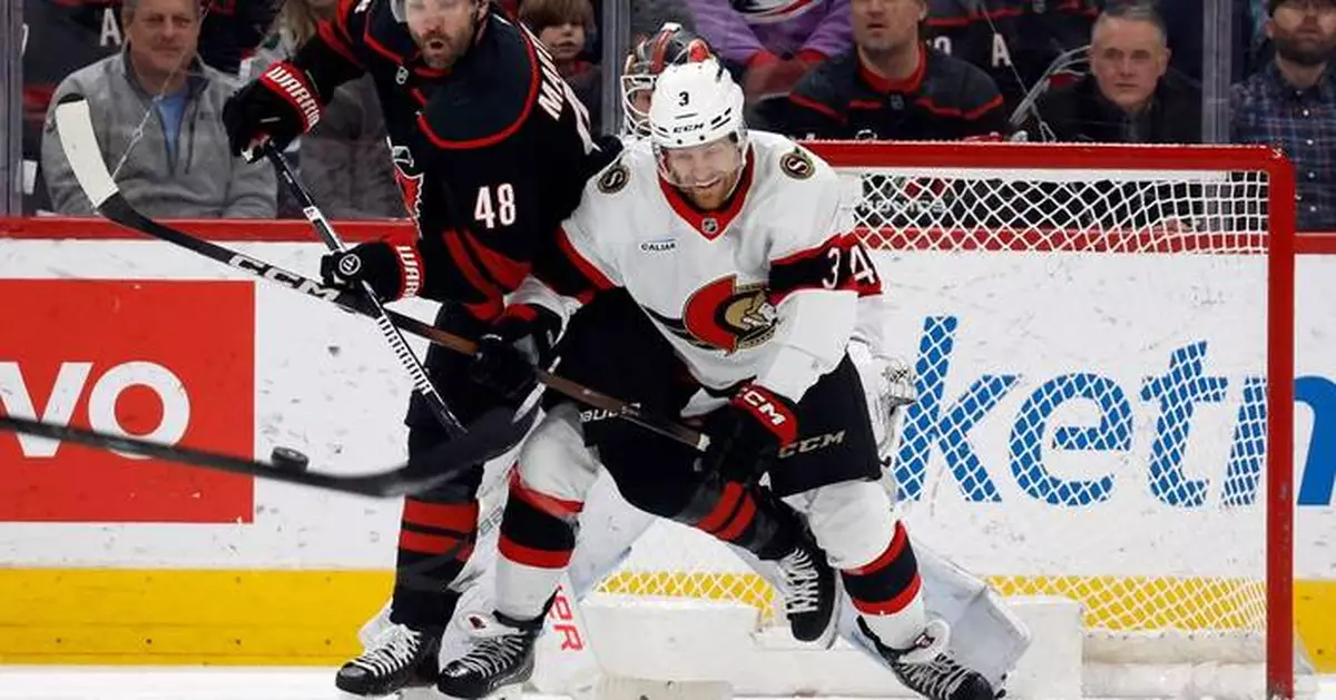 Staal's goal pushes Hurricanes past Senators 4-3 in final home game before Olympic break