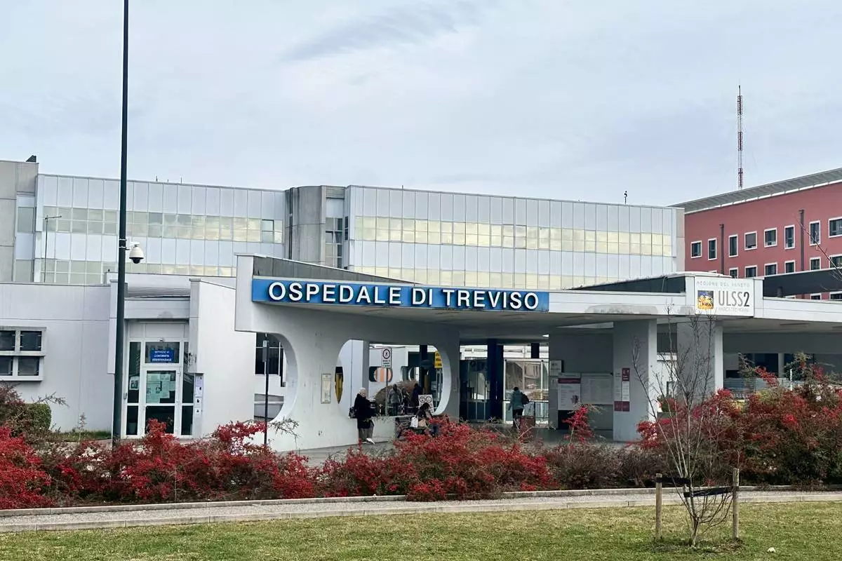 A view of the Treviso Hospital where Lindsey Vonn of the United States is being treated for a broken left leg sustained in the women's downhill, at the 2026 Winter Olympics, in Treviso, Italy, Monday, Feb. 9, 2026. (AP Photo/Will Graves0