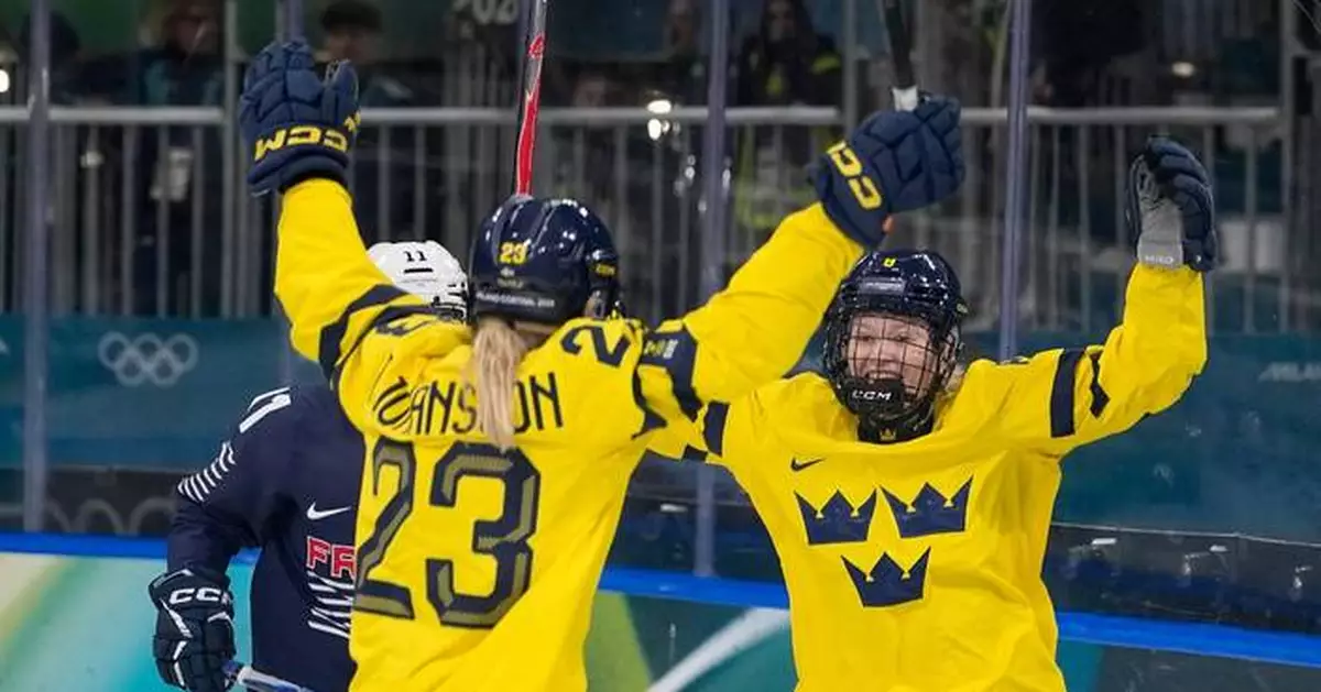 Johansson scores women's hockey Olympic tournament-leading 4th goal in Sweden's 4-0 win over France