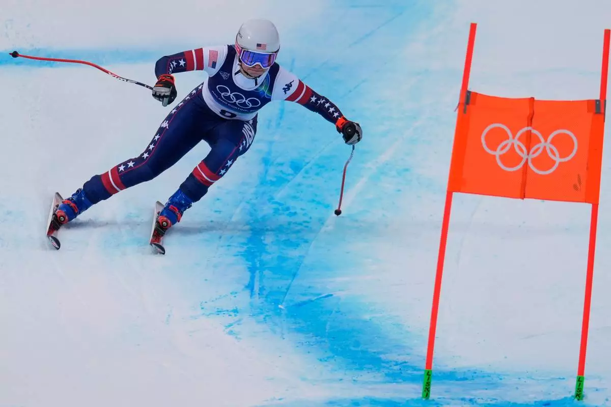 United States' Jacqueline Wiles speeds down the course during an alpine ski, downhill portion of a women's team combined race, at the 2026 Winter Olympics, in Cortina d'Ampezzo, Italy, Tuesday, Feb. 10, 2026. (AP Photo/Robert F. Bukaty)