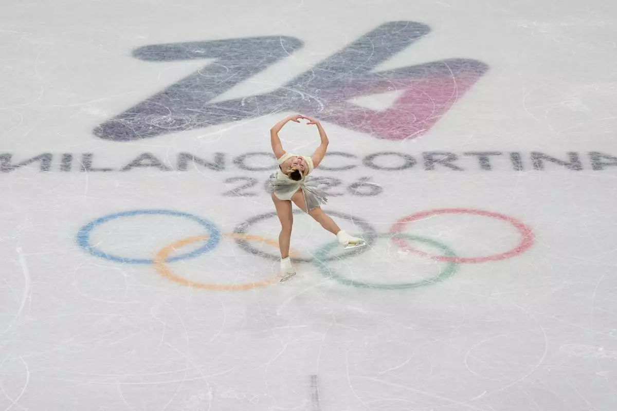 Alysa Liu of the United States competes during the figure skating women's team event at the 2026 Winter Olympics, in Milan, Italy, Friday, Feb. 6, 2026. (AP Photo/Ashley Landis)