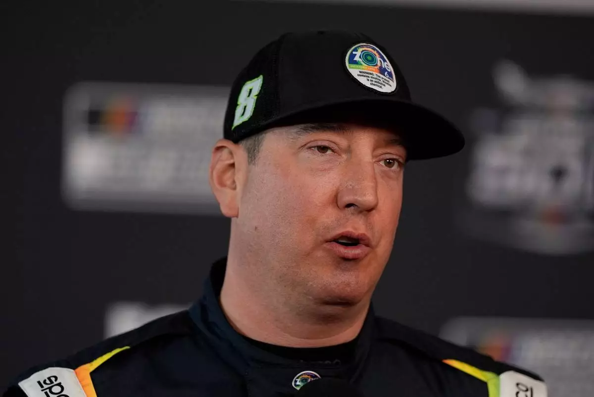 Kyle Busch speaks during a NASCAR Daytona 500 media day, Wednesday, Feb. 11, 2026, in Daytona, Fla. (AP Photo/Mike Stewart)