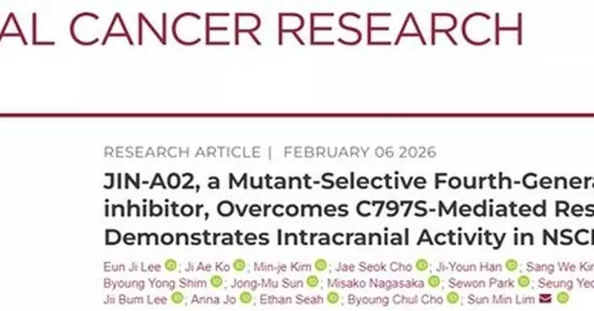 J INTS BIO Reports Fourth-Generation EGFR Inhibitor JIN-A02 in Clinical Cancer Research