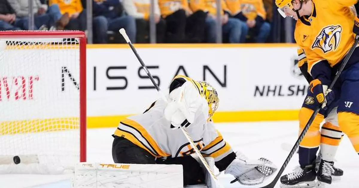 Forsberg's 3-point game, Wood's 2 goals lead Predators past Bruins 6-3