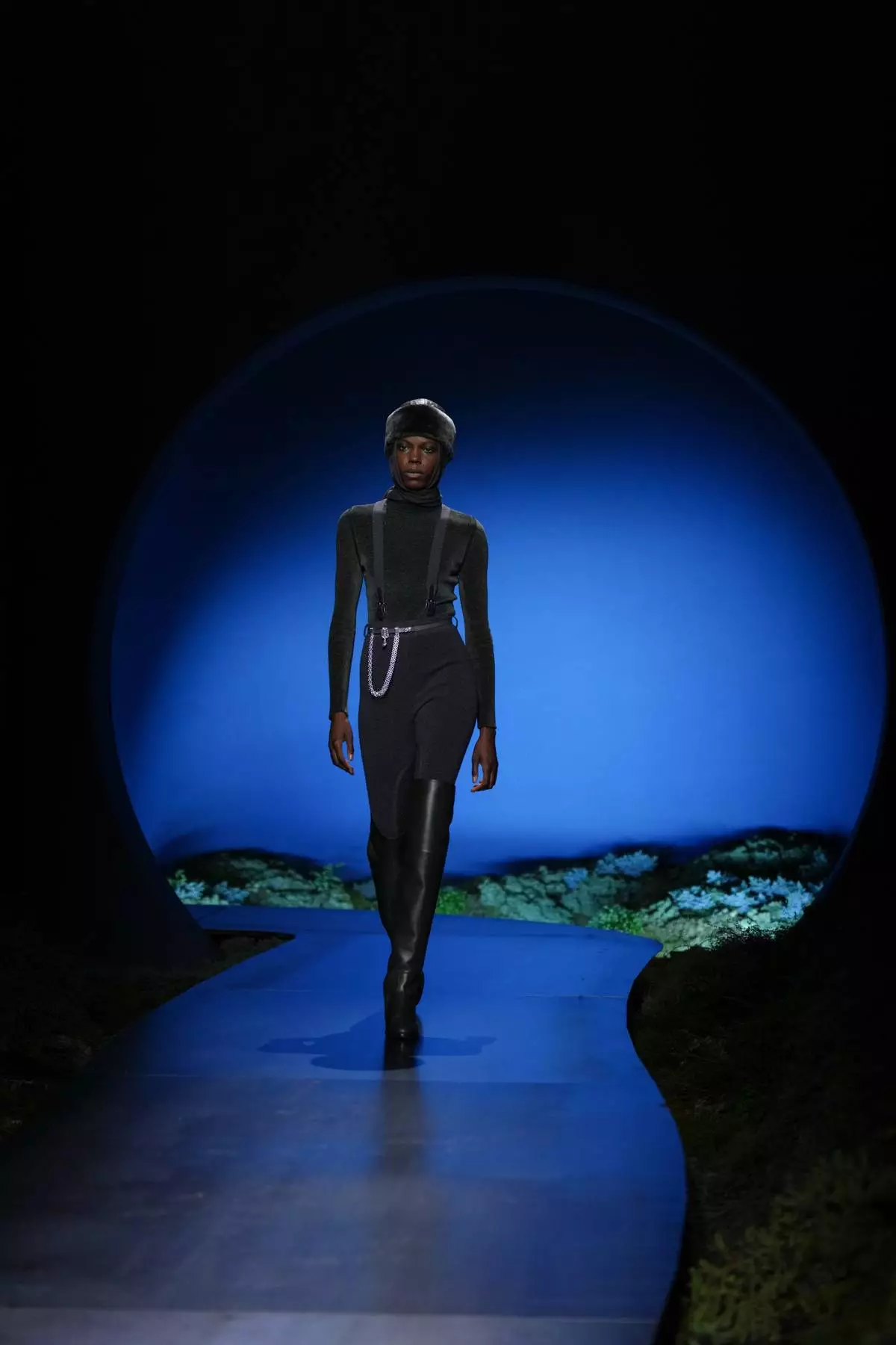 A model wears a creation as part of the Hermes Fall/Winter 2026-2027 Women's collection presented in Paris, Saturday, March 7, 2026. (AP Photo/Aurelien Morissard)