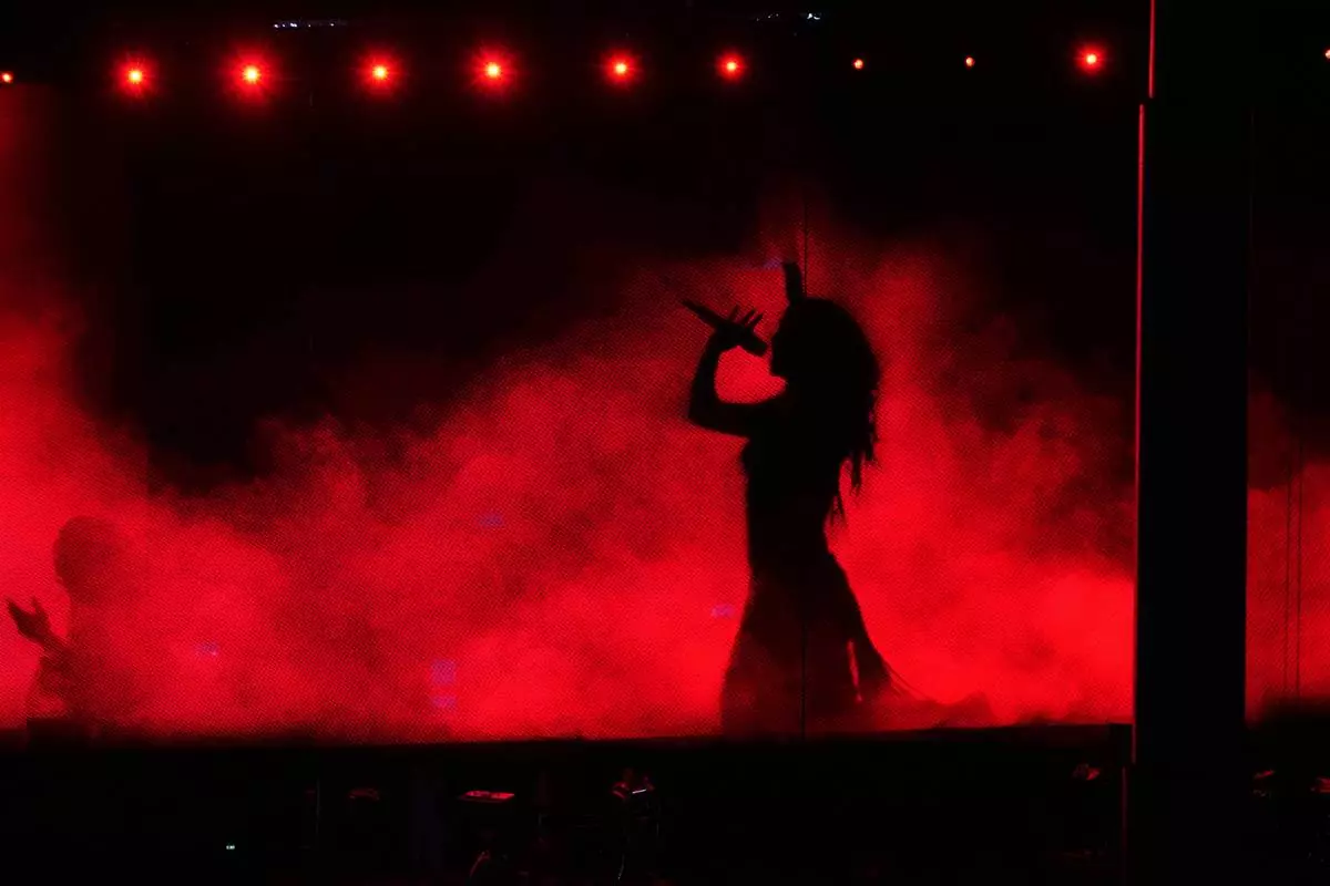FILE - Colombian pop star Shakira gives a free concert at the Zocalo in Mexico City, March 1, 2026. (AP Photo/Marco Ugarte, File)