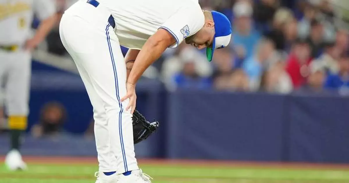Blue Jays LHP Mason Fluharty leaves game after being hit by 2 batted balls in one inning