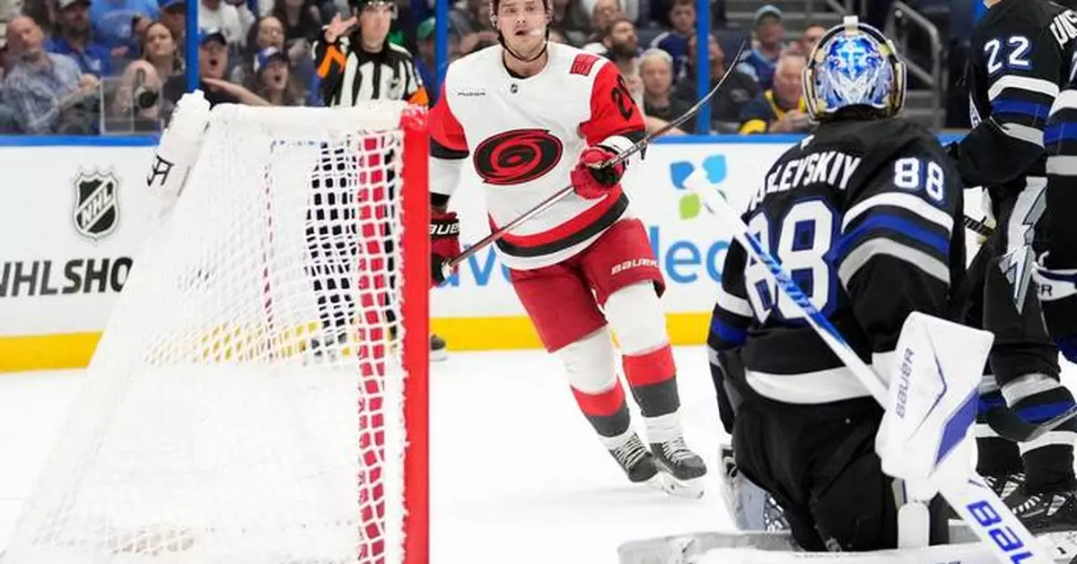 Aho, Svechnikov lead Hurricanes over Lightning to hand coach Rod Brind’Amour a win in his 600th game