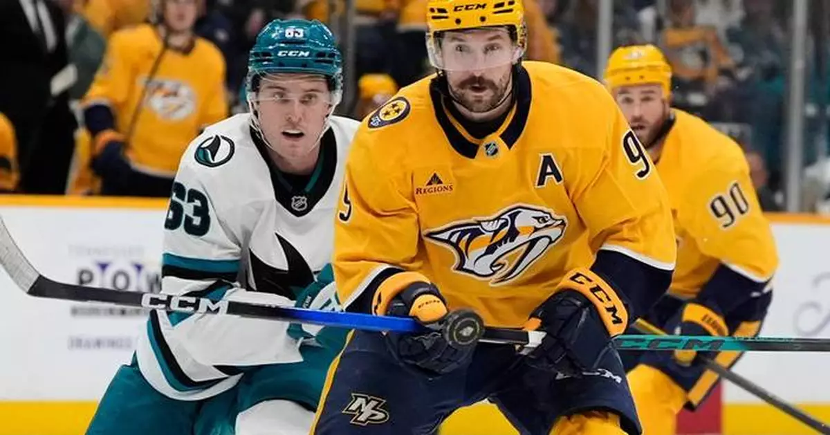 Forsberg has a goal and 2 assists to lead surging Predators over slumping Sharks 6-3
