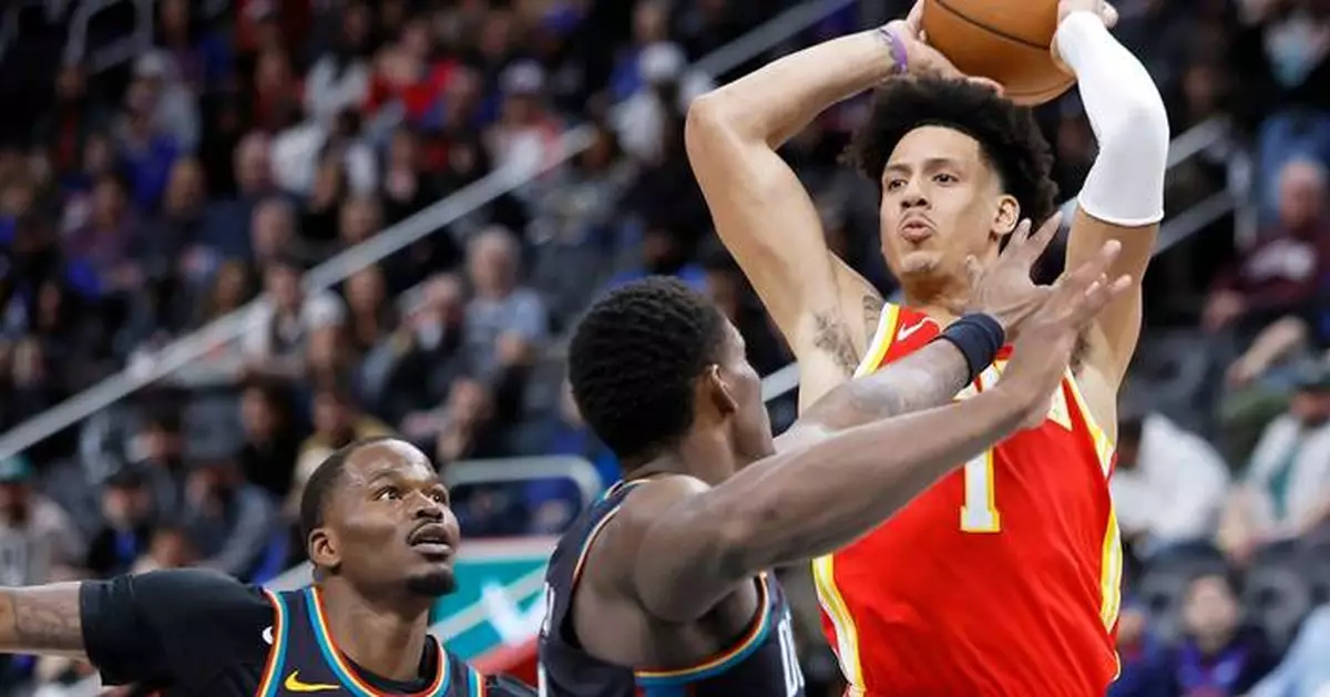 Surging Hawks snap the East-leading Pistons' 4-game winning streak with a 130-129 win in overtime