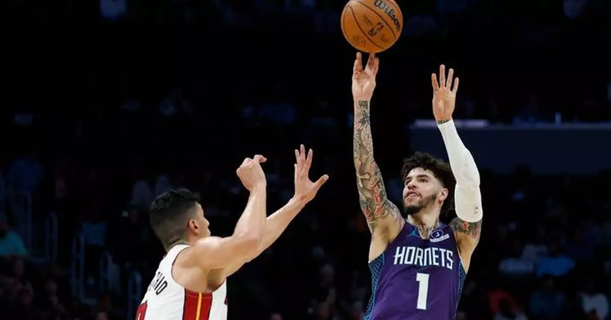 LaMelo Ball has 30 points and 13 assists as Hornets beat short-handed Heat 136-106