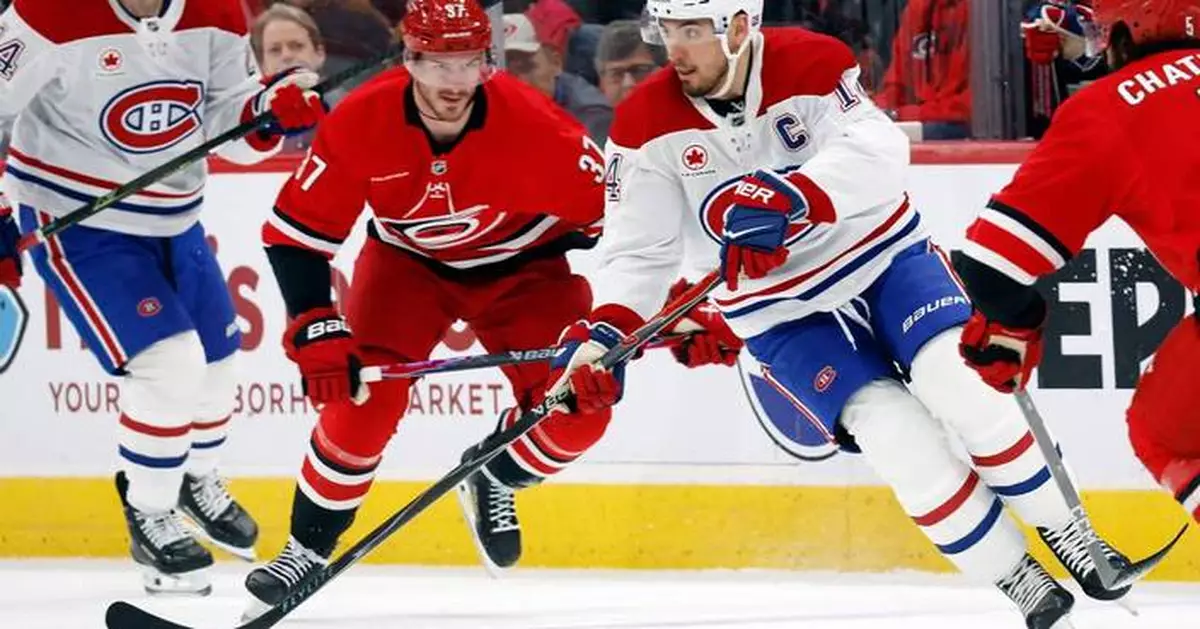 Suzuki lifts streaking Canadiens to 3-1 win over Hurricanes